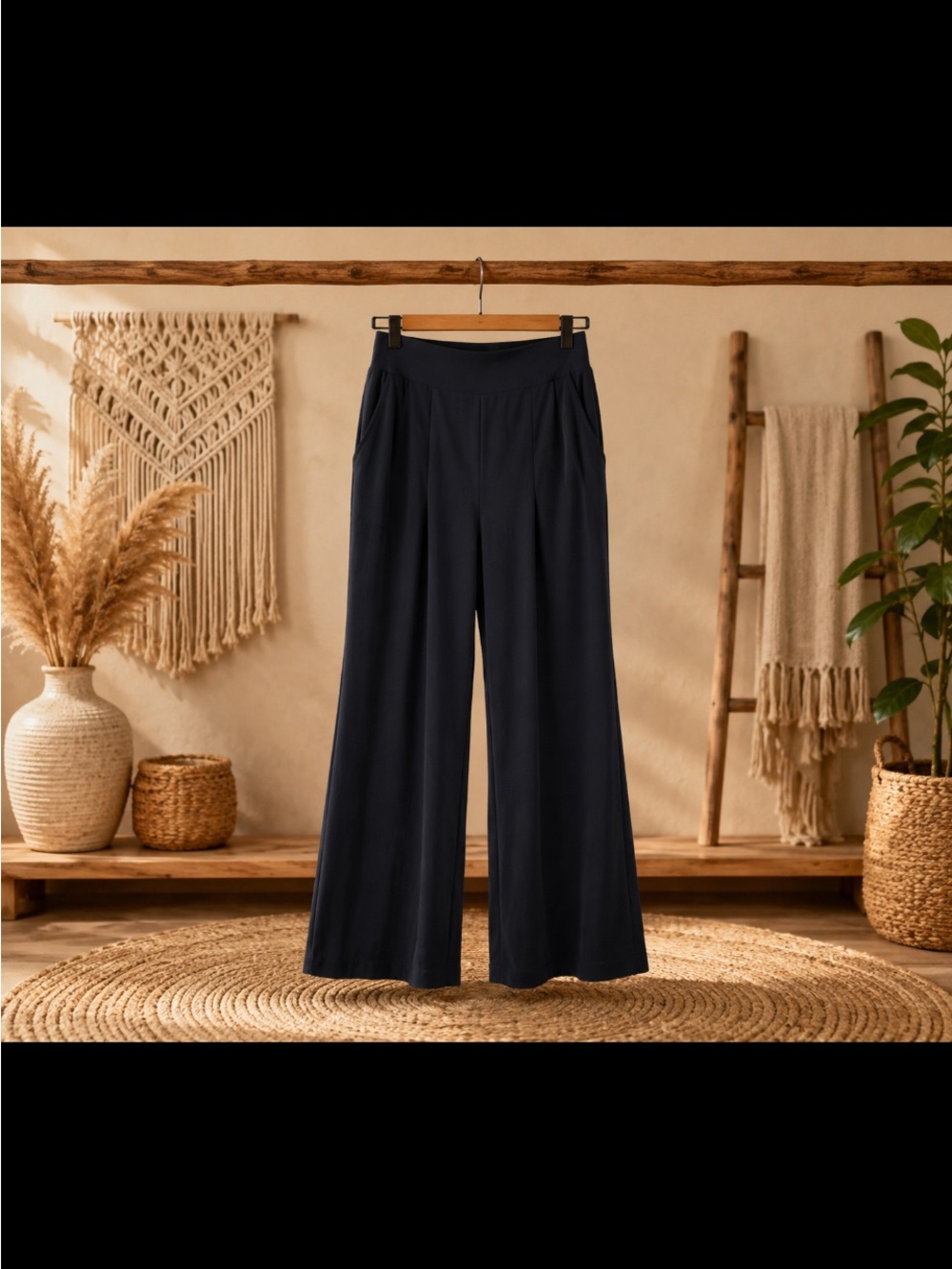 Pact Organic Cotton Wide-Leg Pull-On Pants in Navy – Comfortable Everyday Style